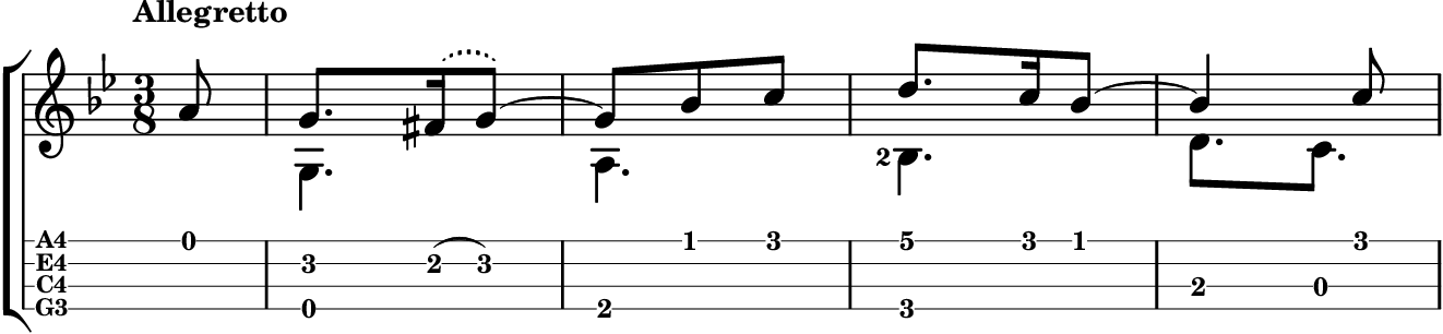 First bars of Baile de la gaita