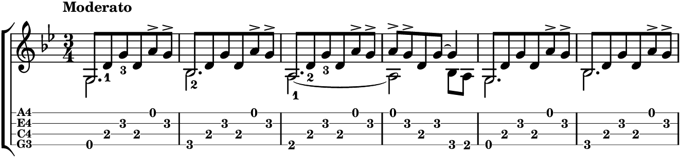 First bars of El reloj de la pasión