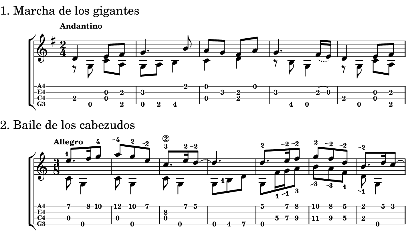 First bars of Gigantes y cabezudos