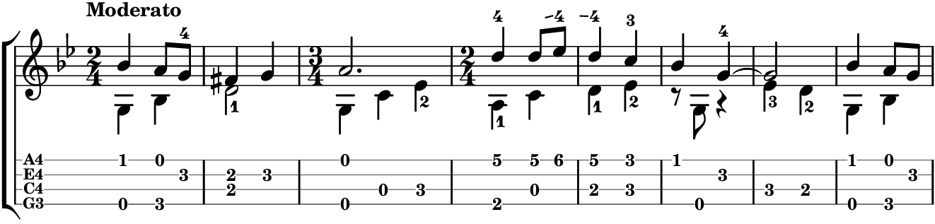 First bars of La zarza